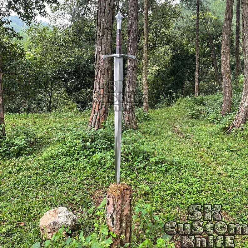 Espada Vikinga Hecha a Mano 5160 Resorte Acero Templado Aceite Doble Borde Espada 38" Foto 3 de 4