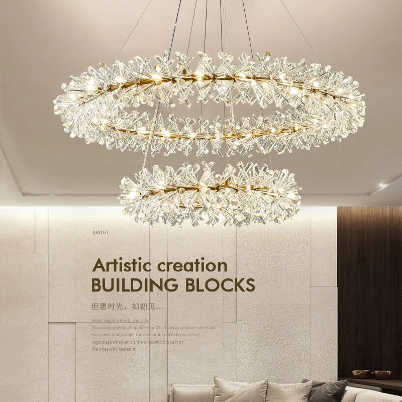 Flower Crystal Chandelier Luxury Ring Chandelier lighting Hanging Lamp Bedroom - Image 2 of 4