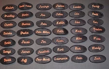 Orange on Black Embroidered Vintage Name Tag Patch Mechanic Work Shirt Uniform