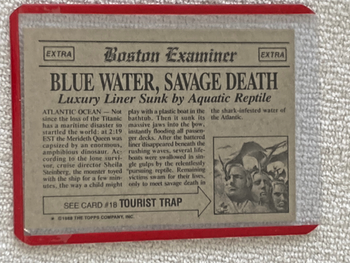 Tarjeta coleccionable 1988 Topps Dinosaurs Attack #17 Blue Water, Savage Death casi nueva - Imagen 2 de 2