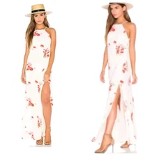 PRIVACY PLEASE Maxi Beldon Dress X-Small Midi Cream Tulips Resort Flawed  