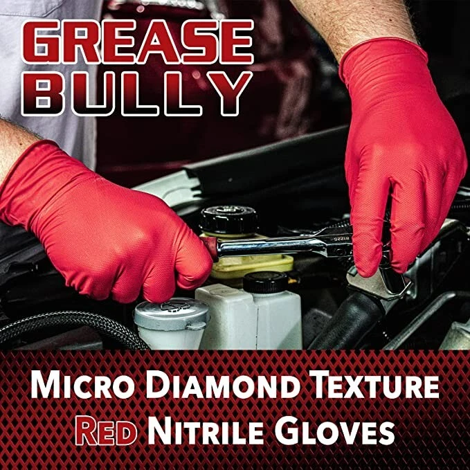 Guantes de nitrilo rojo Grease Bully MDT - 7MIL - diamante - 10 cajas por estuche Foto 2 de 4