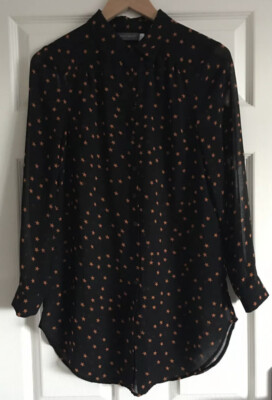 Mint Velvet Black Star Print Long Shirt Size WORN ONCE UK