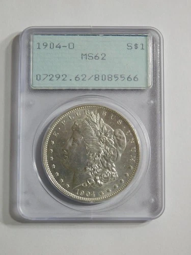 1904-O Morgan Dollar PCGS MS62 OGH Green Rattler Holder