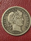 1916 P BARBER HEAD SILVER DIME/ VF + / BOOKEND DIME W/ THE 1916 MERCURY  DIME