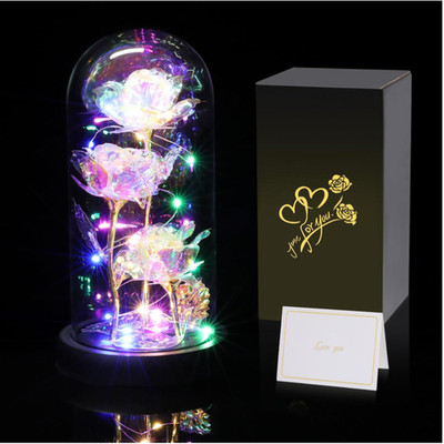 Galaxienrose im Glas Geschenk für Frauen Muttertag Rose Set 11x24cm