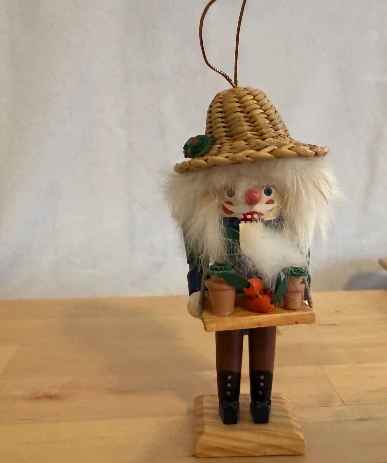 Vintage Gardener Farmer Wooden 5" Nutcracker Ornament Germany