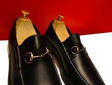 $789.00 !! GUCCI WOMEN BLACK ICONIC LUXURY LUG SOLE LEATHER LOAFERS SHOES  7 B