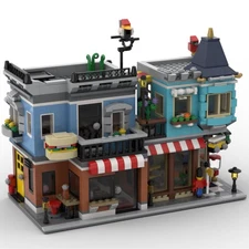 Compatible Toy Shop and Deli with Interior for Modular Town 1424 Build Moc