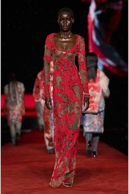 Diesel RUNWAY langes Devoré Kleid aus Tüll und Jersey - exklusiver Artikel Größe S