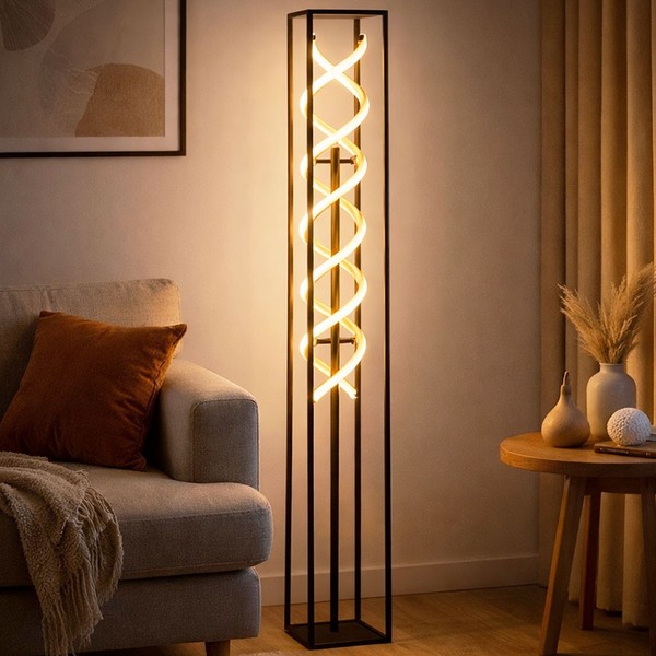 Stehleuchte Stehlampe Wohnzimmerlampe Schwarz Gold Touchdimmer Led Cct H 135 Cm-image