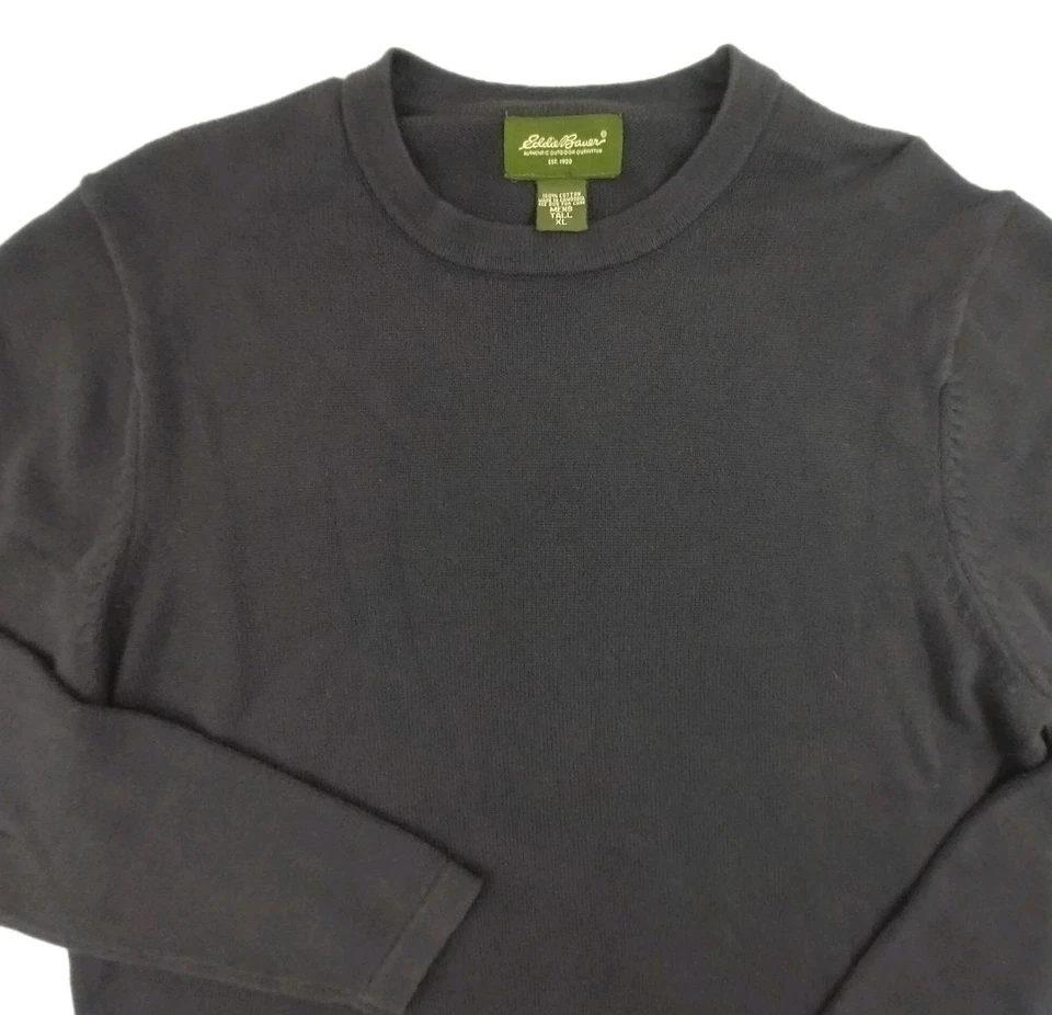 Vintage Eddie Bauer Sweatshirt Black Pullover Crew Neck Cotton Men's XL Tall 46 - Image 2 of 4