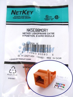 Panduit NK5E88MORY NetKey Cat5e Keystone Jack Module, Orange ~STSI