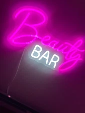 16"x9" Beauty Bar Salon Nails Open LED Neon Sign With Dimmer USB Powered Light