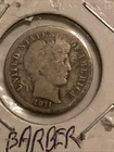 1911 D Barber Dime, US 10C 90% Silver Coin