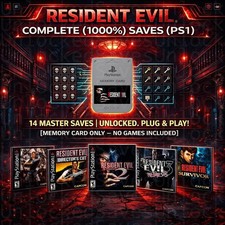 Resident Evil 2 3 Director's Cut Official PS1 Memory Card 100 Unlocked Complete
