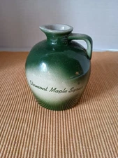 Vintage Green  Ceramic Vermont Maple Syrup Jug Pitcher Souvenir