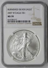2007-W Burnished Silver Eagle $1 NGC MS 70 1 oz .999 Fine Silver