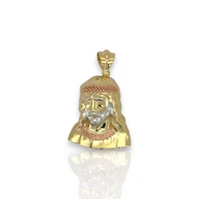 Jesus Tricolor Pendant - 14k Yellow Gold