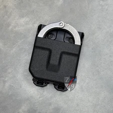ZERO9 HANDCUFF CASE FITS STANDARD CUFFS, PLAIN BLACK, MOLLE ATTACHMENT