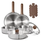 Carote A14329 13-Piece Tri-Ply Stainless Steel Cookware Set with Detachable