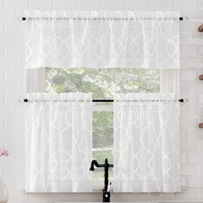 No. 918 Allerton Embroidered Trellis Light 52"W x 24"L Pack of 3 , White