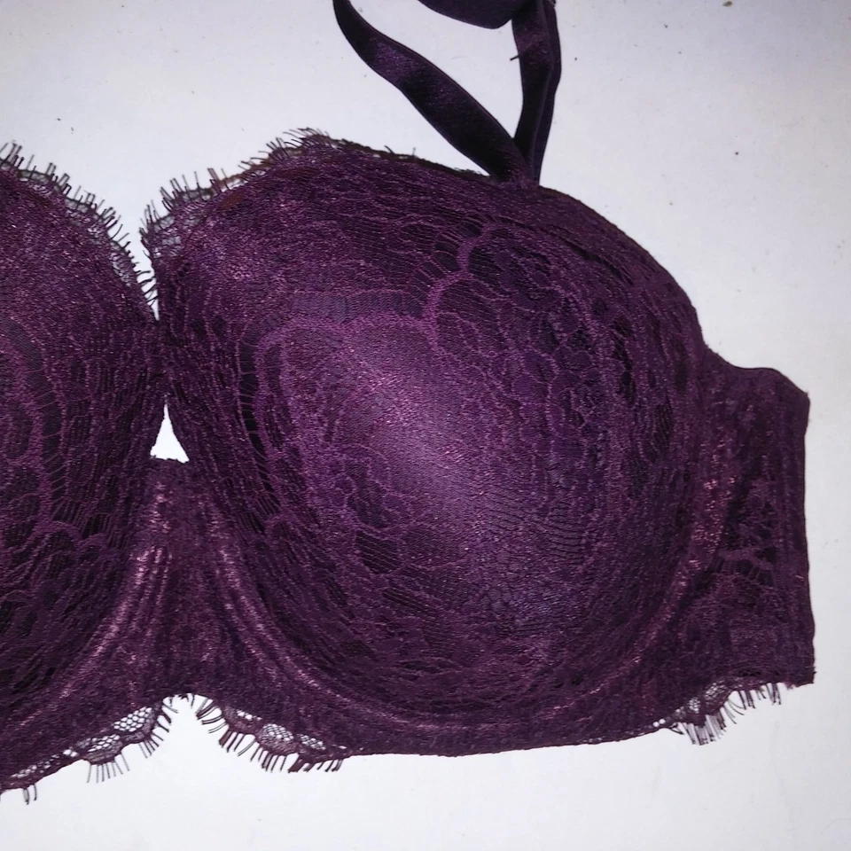 Victoria Secret Bra 38D Dream Angels Lined Demi Plum Purple Underwire - Image 4 of 4