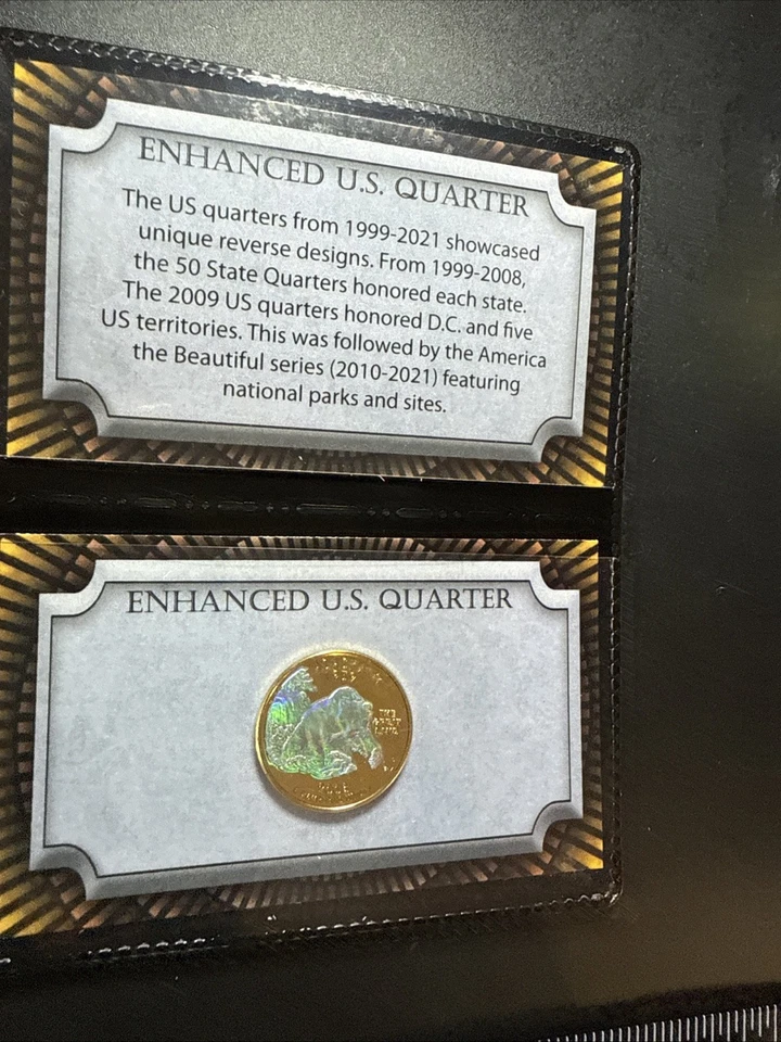 2008 Alaska Genuine U.S. Quarter Coin 24K Gold Plated Prism Hologram & Card - Image 2 of 4