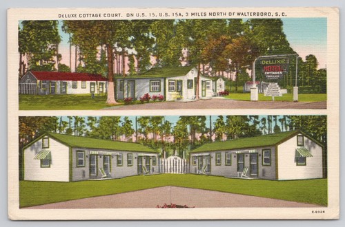 Deluxe Cottage Court Motel US 15 Walterboro SC South Carolina Postcard