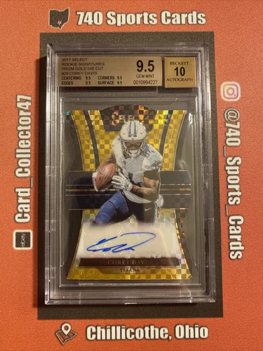 2017 Select Prizm Gold Die Cut Auto /10 Corey Davis Rookie Signatures BGS 9.5 RC