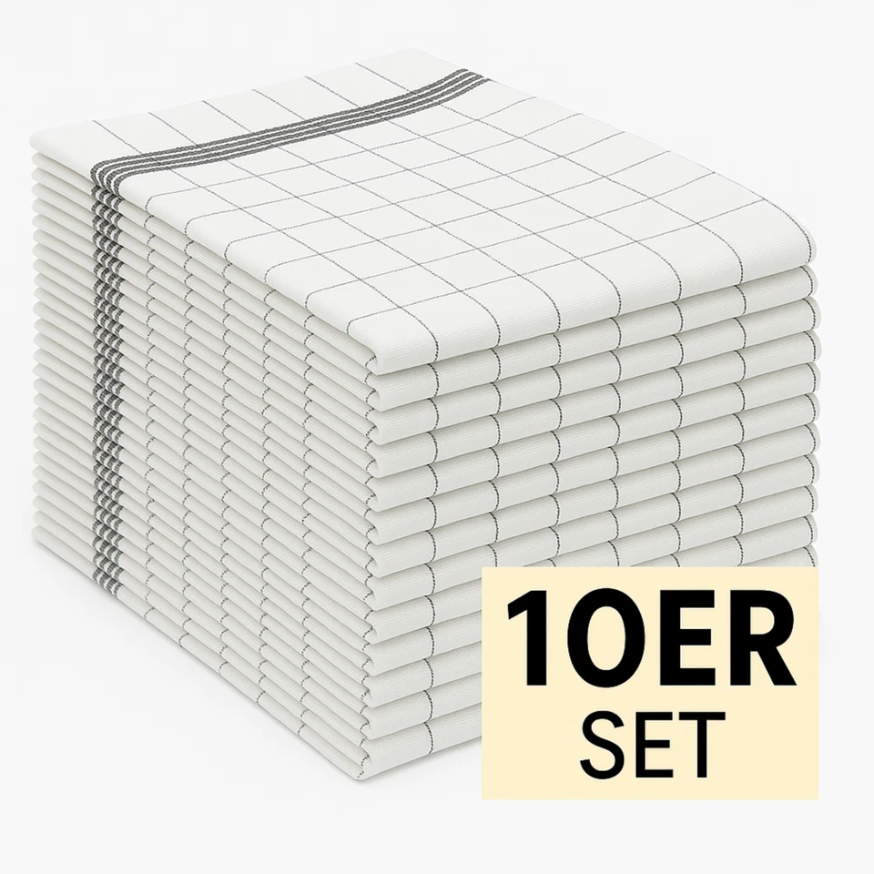 Geschirrtücher Küchentücher Trockentücher %100 Baumwolle 10er Pack Schwarz Blau - Bild 3 von 4