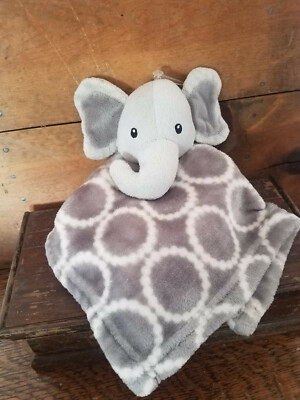 H B Hudson Baby -Gray White Elephant -Security Blanket Lovey