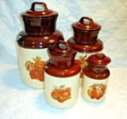 Vintage Mid Century McCoy Pottery USA Rare Canister Set With All Rubber Seals