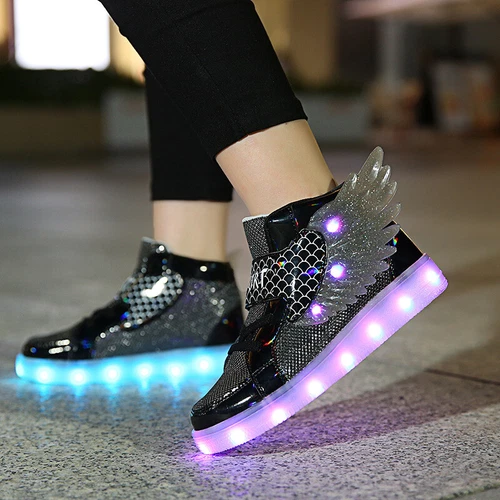 LED Leuchtende USB Sneaker Turnschuhe Kinder Mädchen Flügel Blinkschuhe Gr.27-37 - Bild 10 von 28