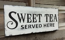 farmhouse sign SWEET TEA home wooden rustic country kitchen family 5.5x12