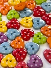 Heart Polka Dot Buttons 15mm x5