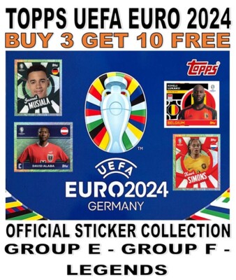 TOPPS EURO 2024 GERMANY STICKER COLLECTION - GROUP E - GROUP F - LEGENDS