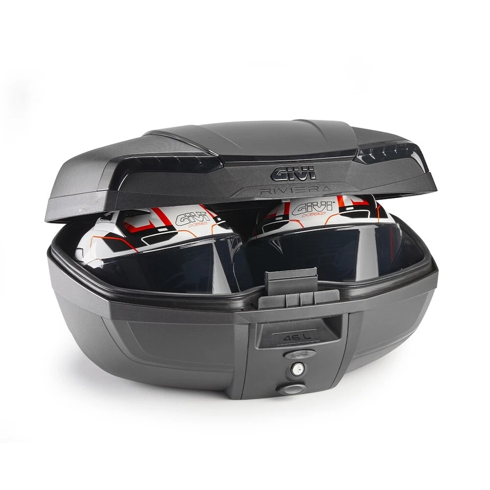 BAULETTO GIVI E46NB 46L NERO RIVIERA BLACK EDITI MONOLOCK CON PIASTRA UNIVERSALE - Imagen 2 de 3