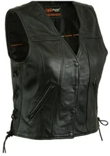 Womens Genuine Leather Single Back Panel Vest