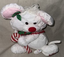 Fisher Price Puffalump 1987 White Candy Cane Christmas Mouse 8036