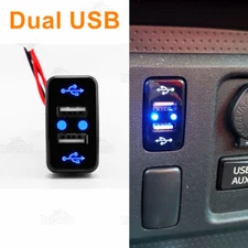 Car Charger Socket Dual 2 USB Port Charging Power Adapter Outlet For Toyota