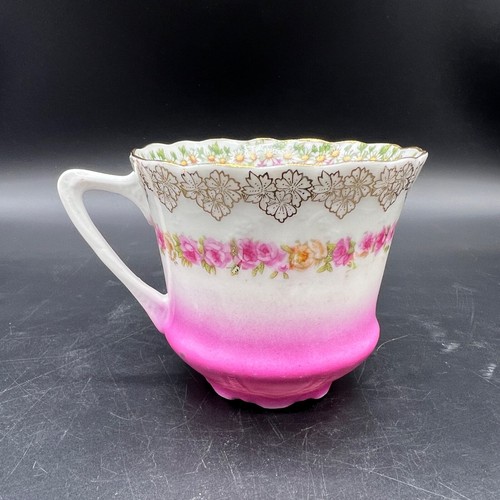 Antico set tazza da tè e piattino rosa Carl Tielschh Altwasser CT Germania - Foto 5 di 7
