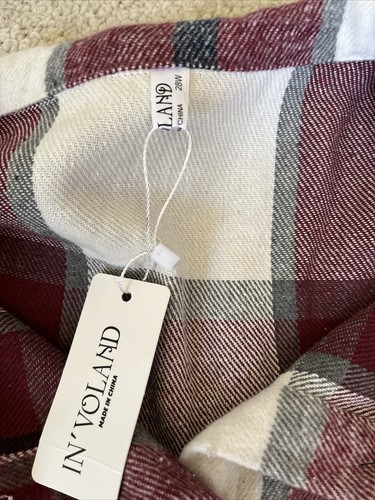 NWT - IN'VOLAND Women's Size 28W Flannel Plaid Shacket Button Down Long Sleeve - Picture 2 of 7