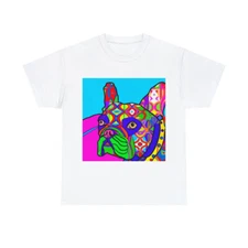 Frenchie French Bulldog T Shirt Art Tee Unisex Adult Colorful Abstact Fun Pet