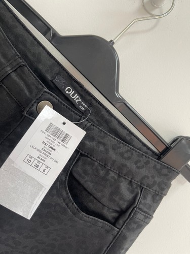 QUIZ Skinny Jeans Black Leopard Print Stretch UK 8 - BNWT - Picture 3 of 7