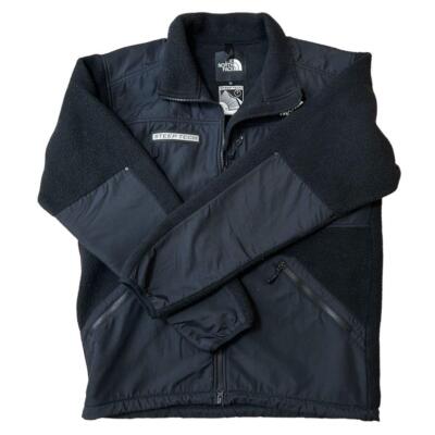 Used The North Face Men's Fleece Jacket XL size Black STEEP TECH Full Zip