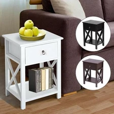 Nightstand w/Shelf Narrow End Table Sofa Side Table Bedroom Bdside Furniture