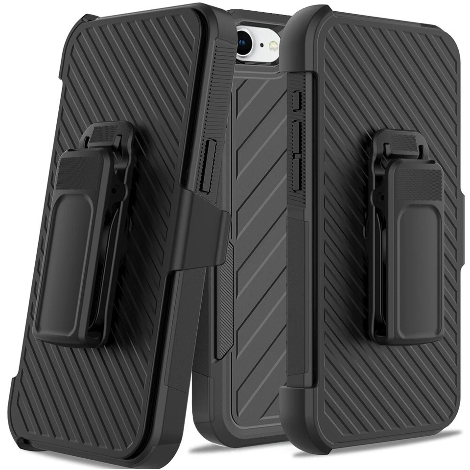 For Apple iPhone 16e Noble Hybrid Armor Phone Case w/Belt Clip Holster Cover