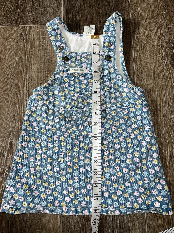 Vestido de bebé vintage raro Guess denim floral 2 años  Foto 3 de 4