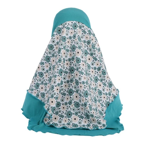 Fit 8-15 year old Muslim girl Arab headscarf floral Abaya base scarf- - Picture 13 of 31
